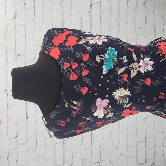 Tommy Hilfiger Navy Blue Floral Print Sheath Dress - Size 14 - Picture 5 of 10